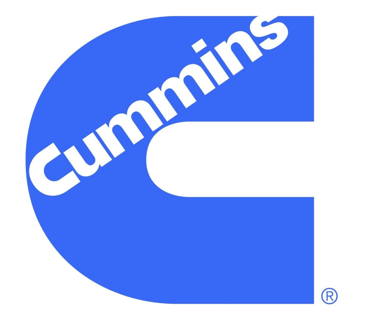 Blue Cummins logo with stylized letter C.